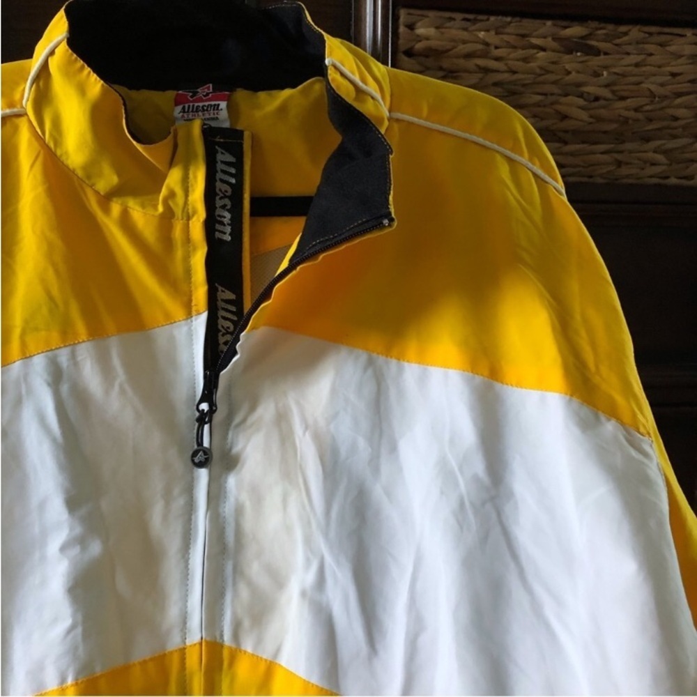 Vintage Alleson Athletic yellow Zip up windbreaker rain coat in size L